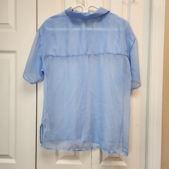 [M] NEW Abercrombie & Fitch Baby Blue Sheer Blouse Size Medium NWT - Picture 5 of 8